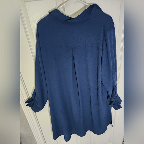 Valerie Stevens Navy Blue Blouse with attached Cardigan Long Sleeved Top - Picture 2 of 10